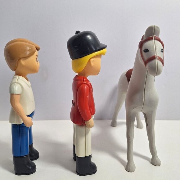 Little Tikes Horse 2 Riders Boy Figure Jockey Gray Dapple Pony Vintage Lot - Picture 7 of 13